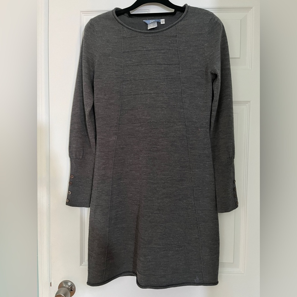 Isis merino wool tunic dress gray size M.